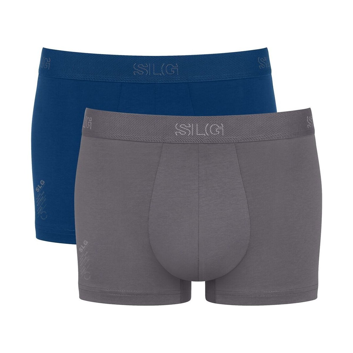 Confezione da 2 boxer tinta unita grigio + blu, SLOGGI