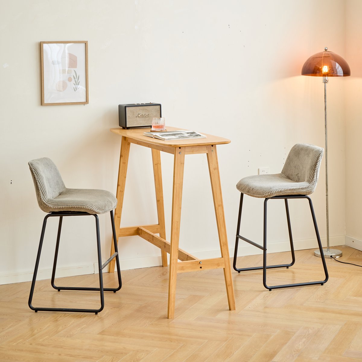 Lot de 2 tabourets de bar en métal CORIA gris, NORDLYS