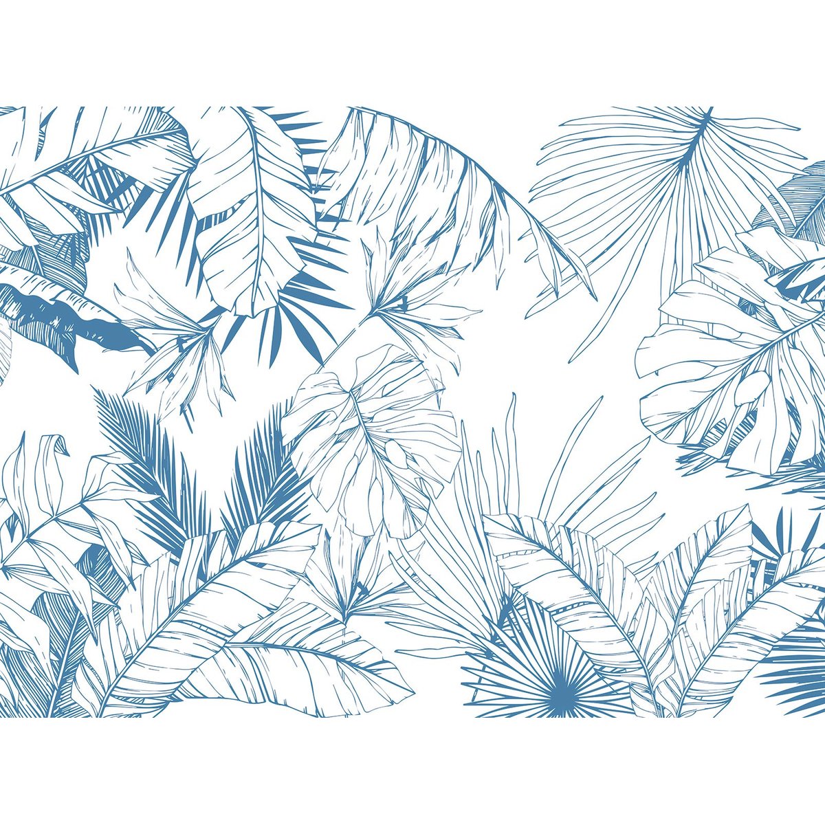 Papier peint feuilles tropicales bleues intissé, HEXOA