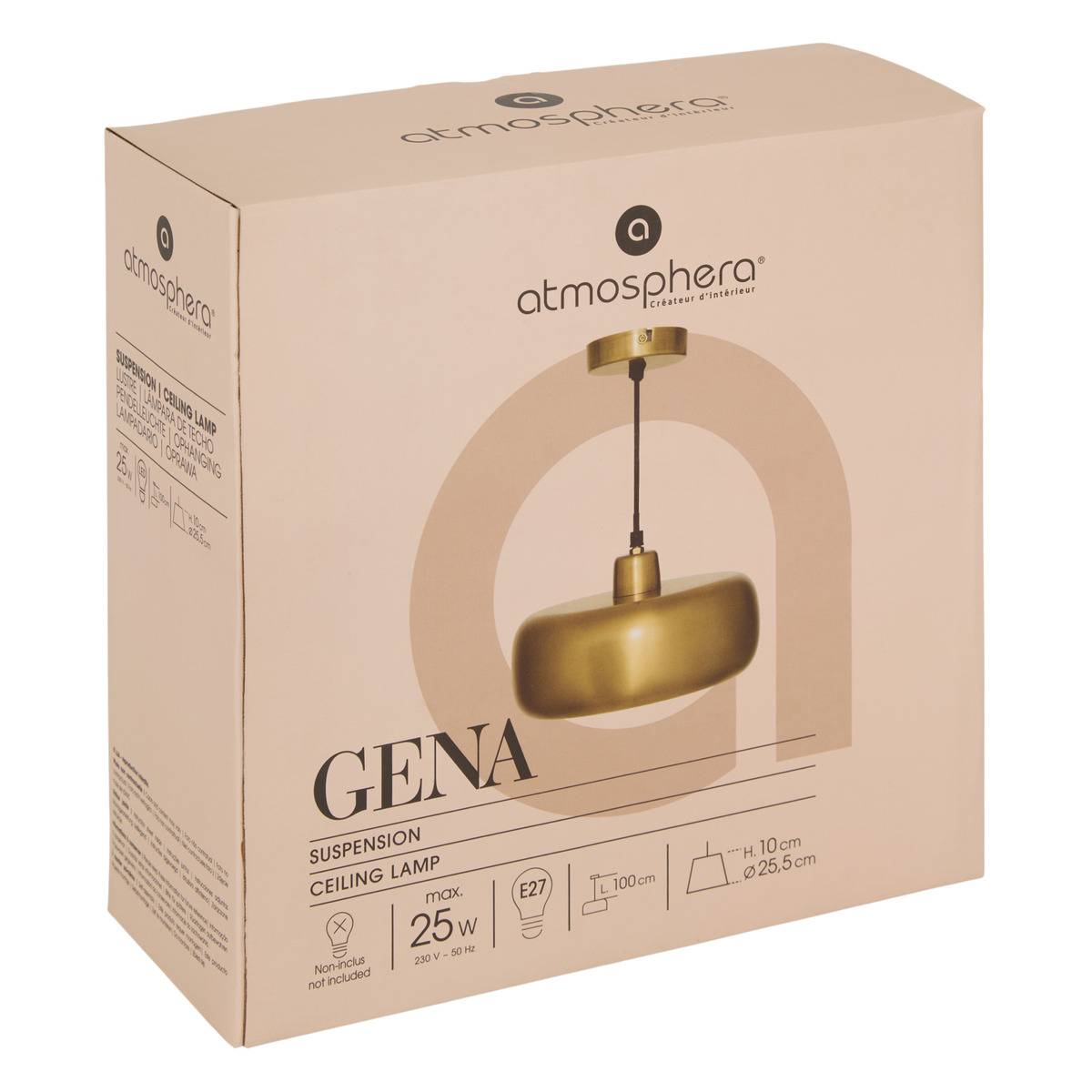 Suspension ronde en acier GENA doré, ATMOSPHERA