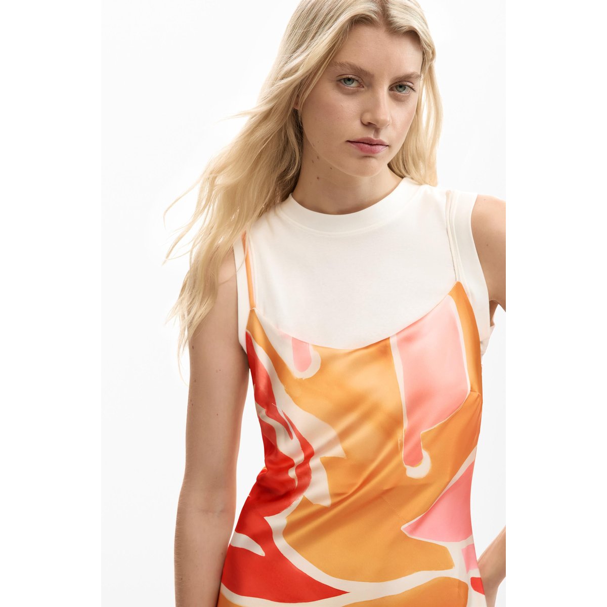 Robe 2 en 1 à bretelles orange, DESIGUAL