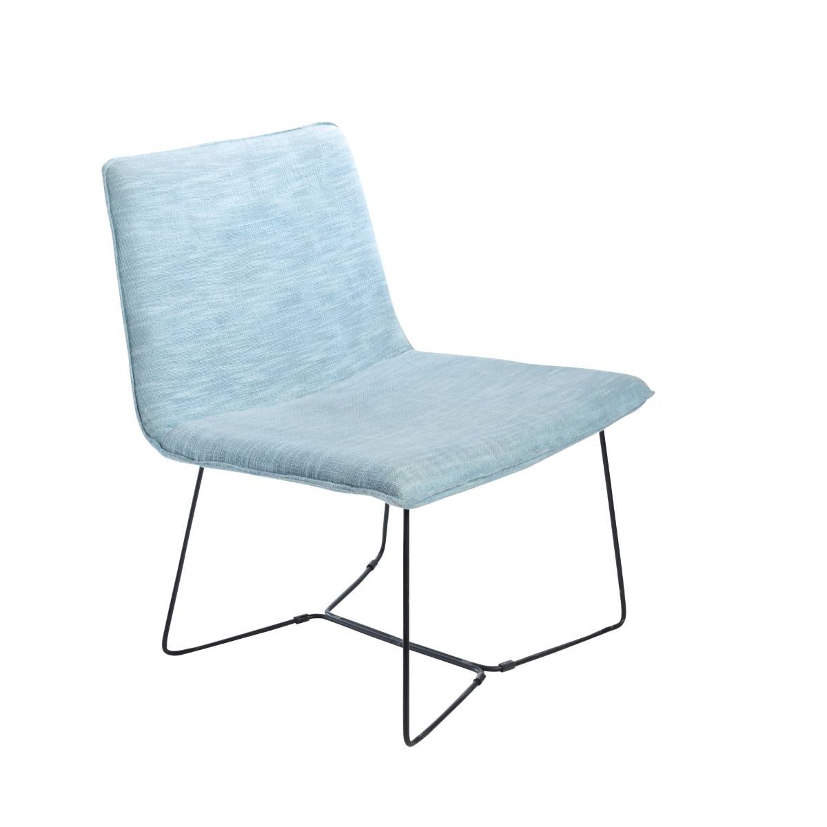 Fauteuil en tissu et métal ISAURE bleu, MADE IN MEUBLES