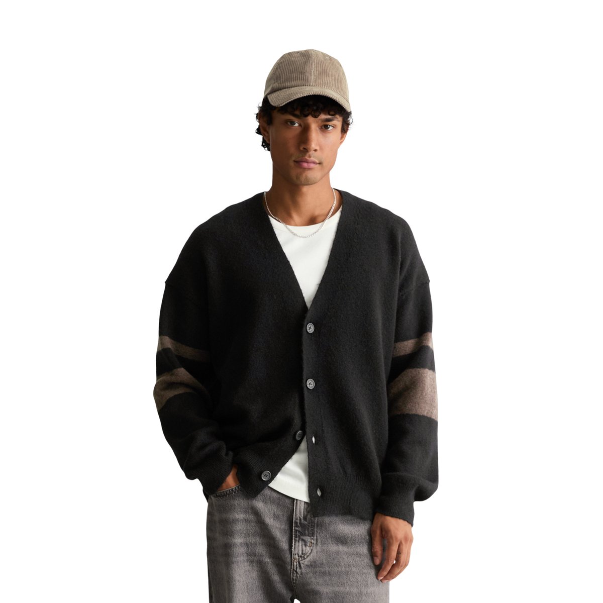 Cardigan oversize en mélange de laine vierge douce noir, MARC O’POLO DENIM