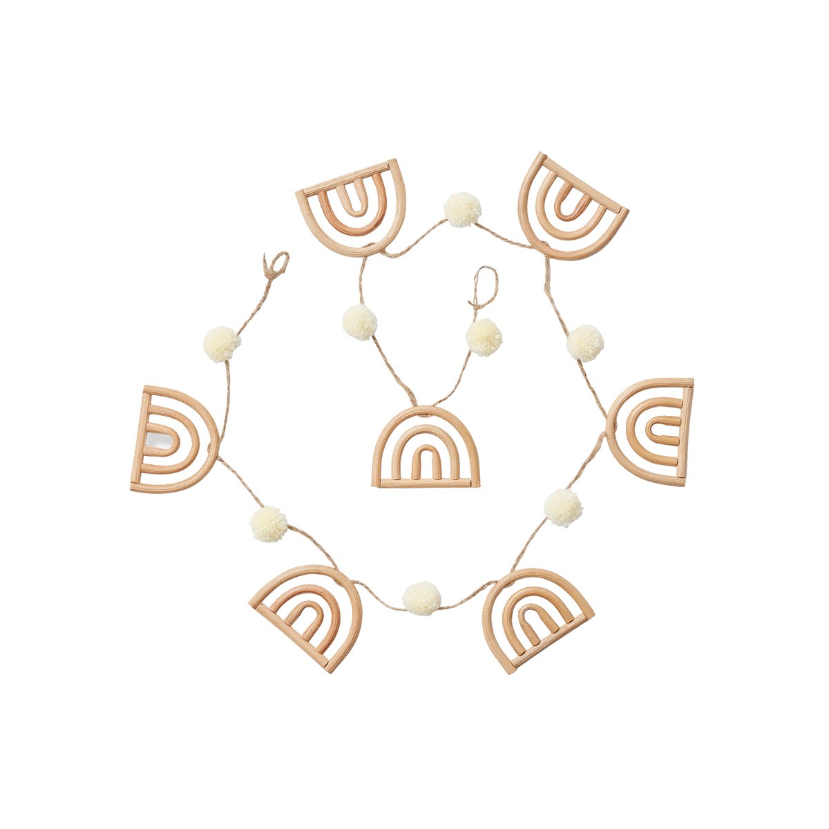 Guirlande arc-en-ciel et pompons en rotin beige, VERTBAUDET