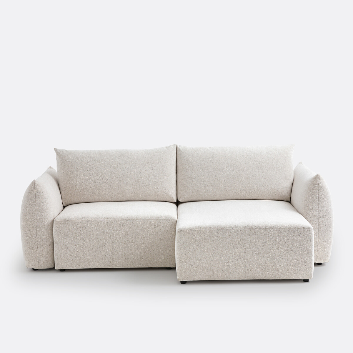 Canapé d'angle convertible avec coffre, 3 places, en tissu chenillé chiné, EDITH ecru, LA REDOUTE INTERIEURS