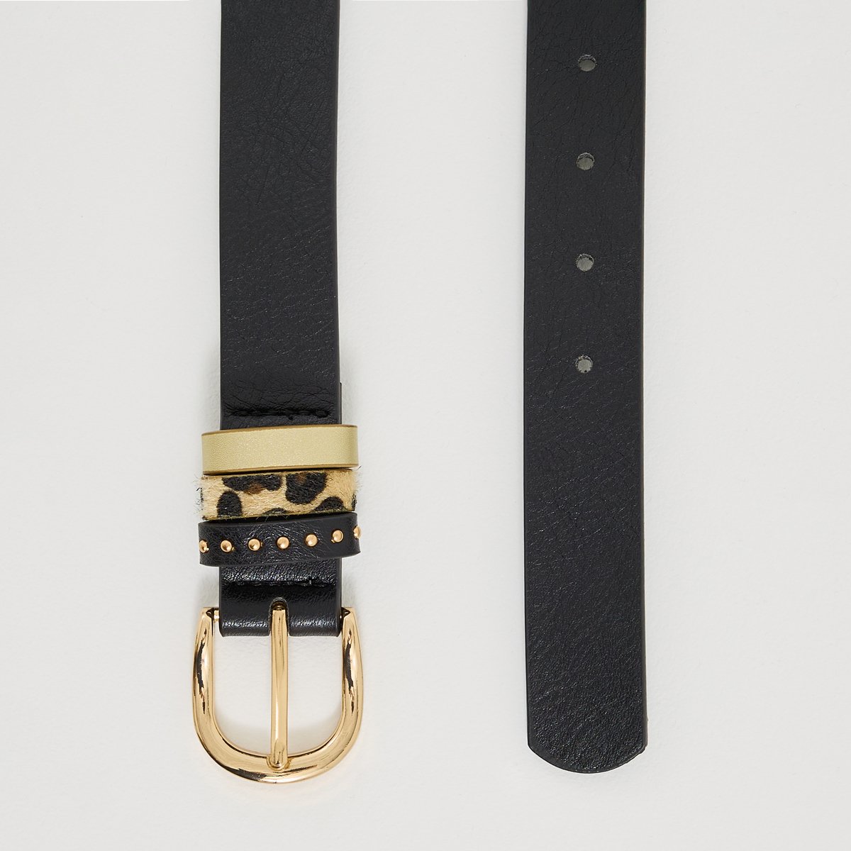 Ceinture unie boucle fantaisie noir, GRAIN DE MALICE