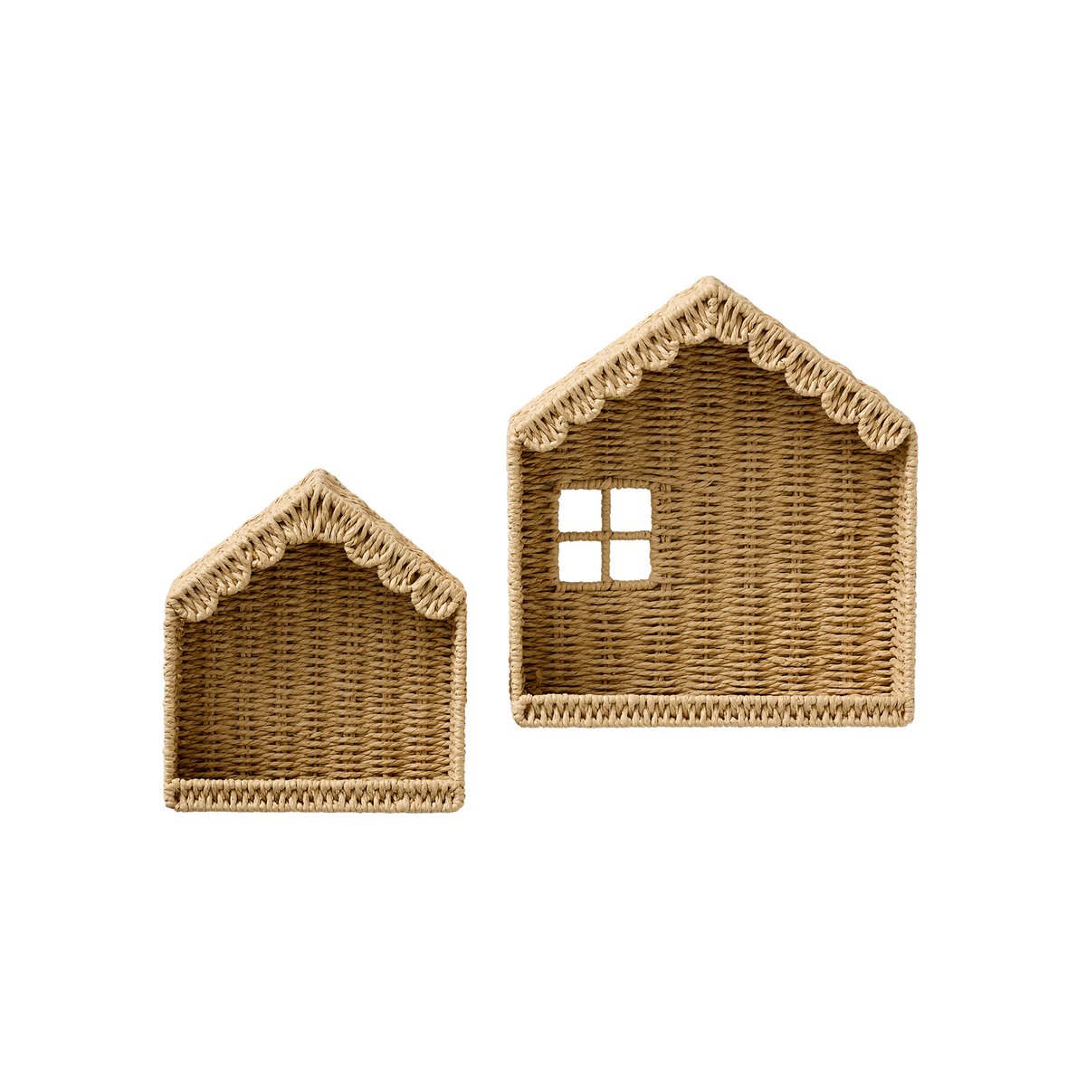 Lot 2 étagères maison beige, VERTBAUDET