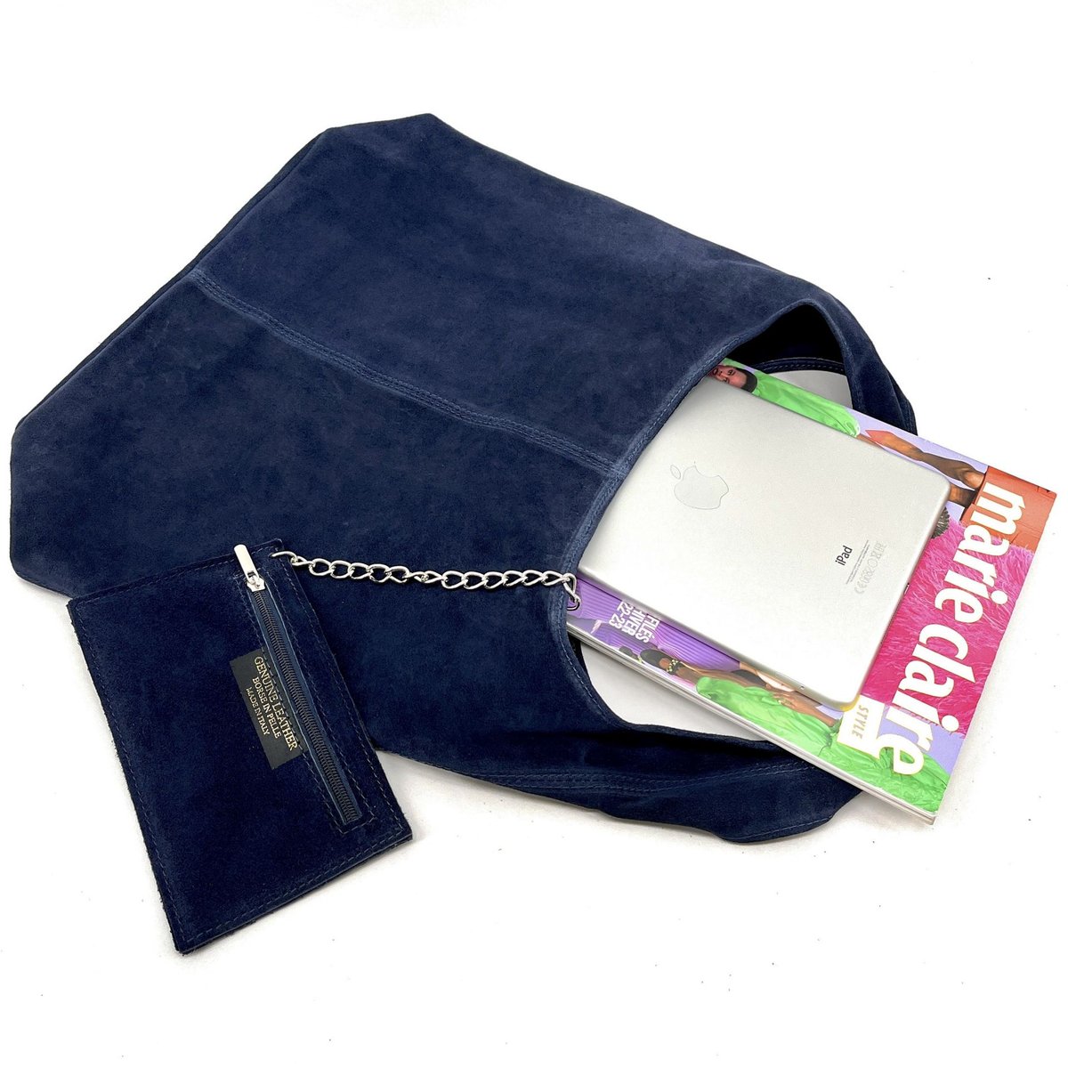 Sac à main en croute de cuir italien EVA bleu foncé, OH MY BAG