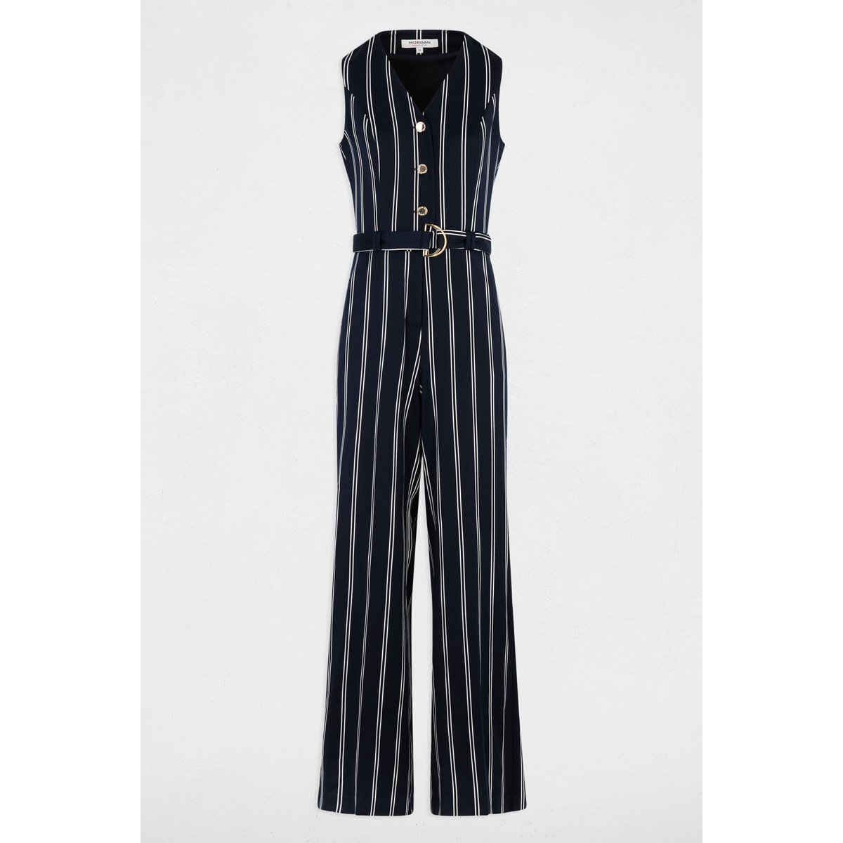 Combinaison sans manches col v bleu marine, MORGAN