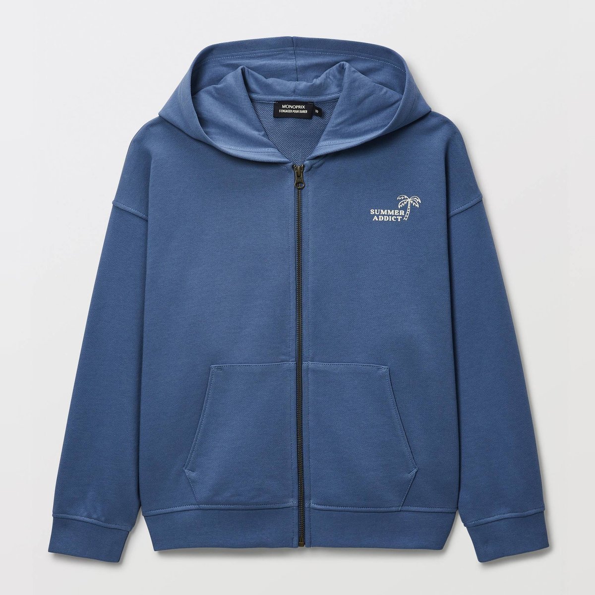 Sweat à capuche imprimé en coton BIO GOTS brise, MONOPRIX