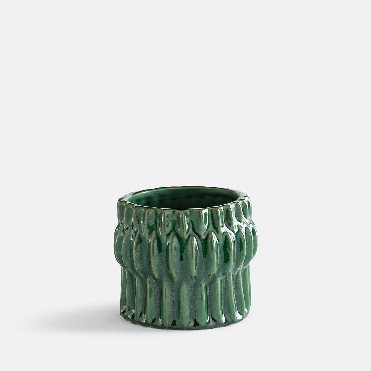 Cache-pot en céramique reliéfée, diamètre 13,5 cm, KYRIA vert, LA REDOUTE INTERIEURS