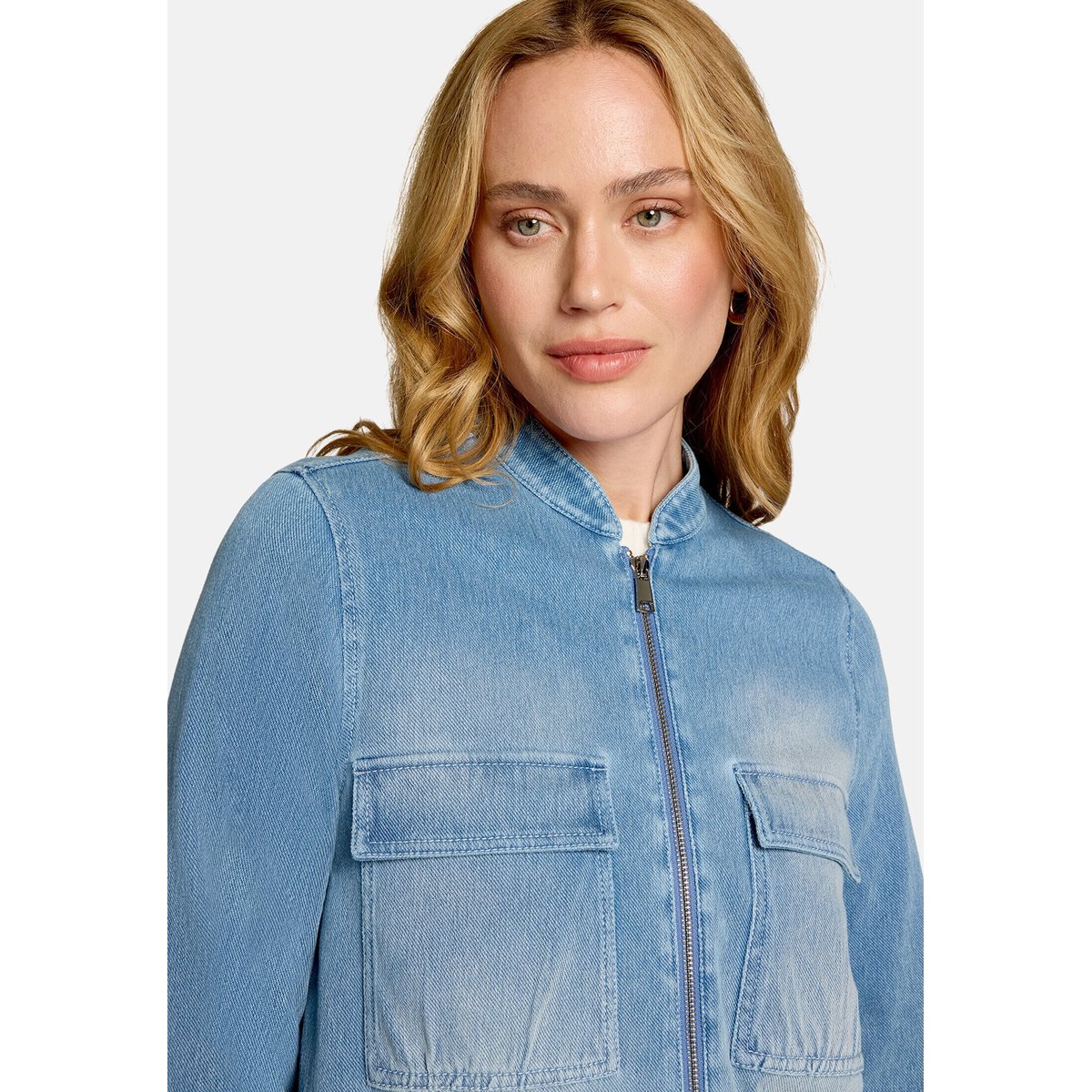 Jeansjacke à fermeture zippée blue denim, ZERO