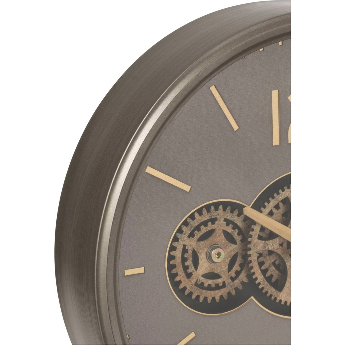 Horloge murale à engrenages en bois gris et or, RECOLLECTION