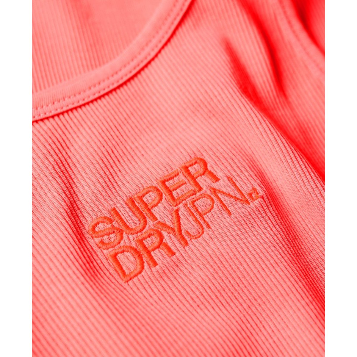Robe côtelée brodée à dos nageur rose hyper flashy, SUPERDRY