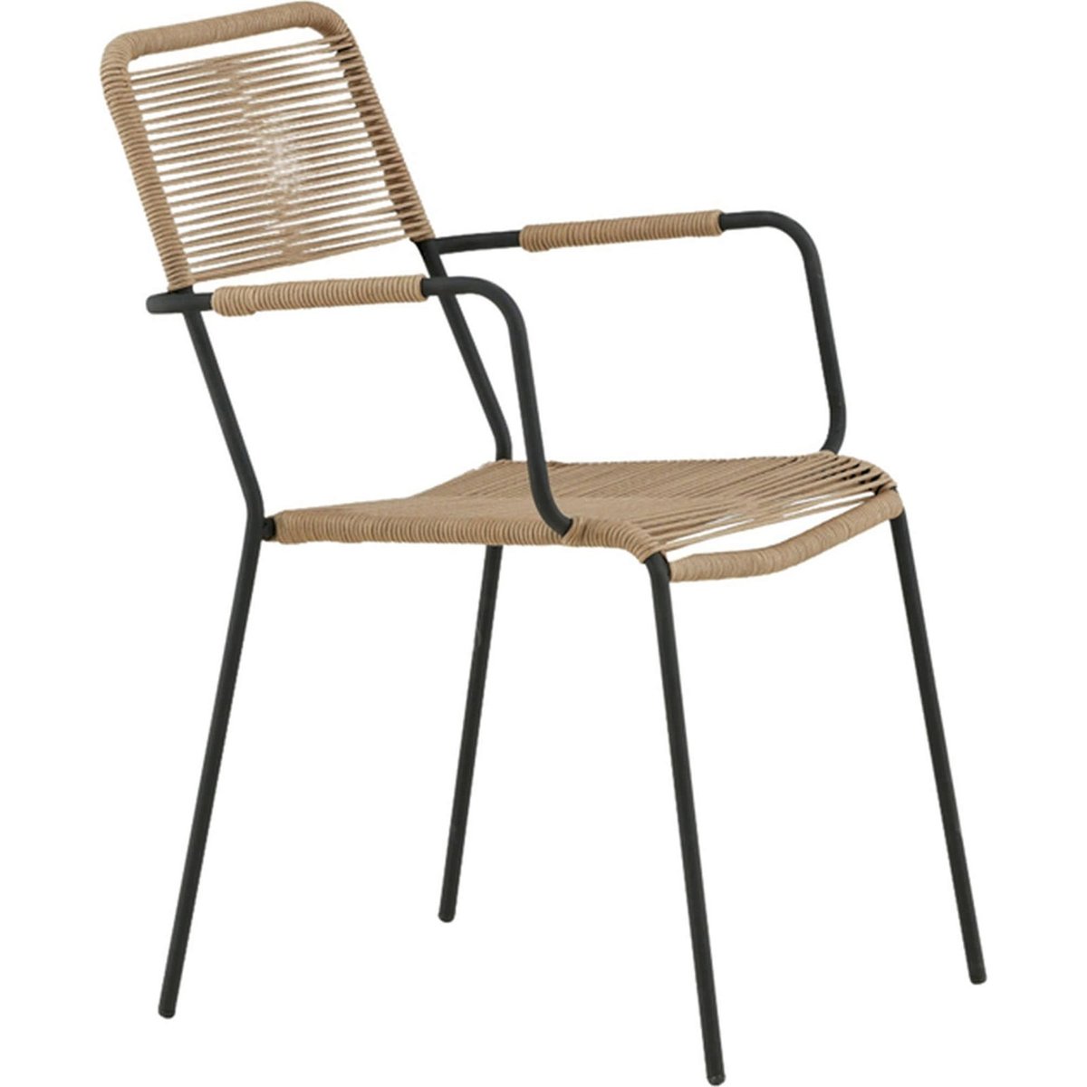 Chaise de jardin empilable SUBTLEY tressée beige et noir, RECOLLECTION
