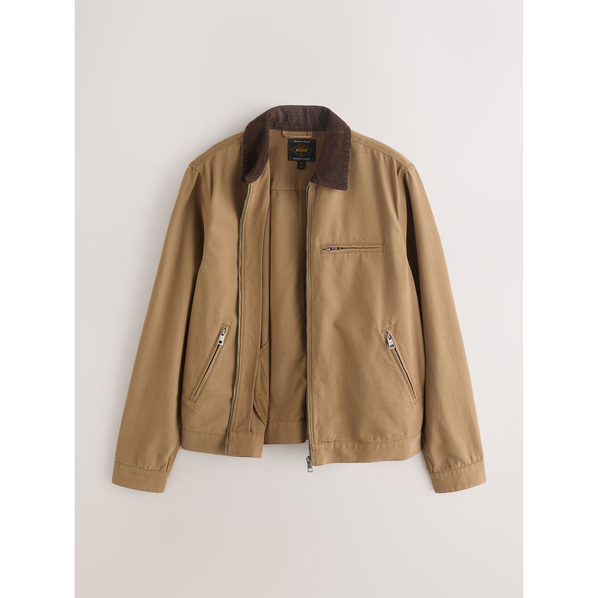 Veste en toile avec col velours côtelé marron fauve, NEXT
