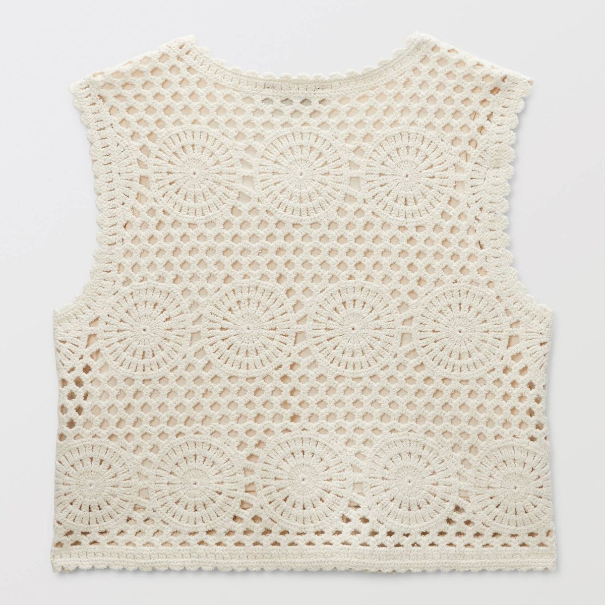 T-shirt en crochet en coton amaretti, MONOPRIX