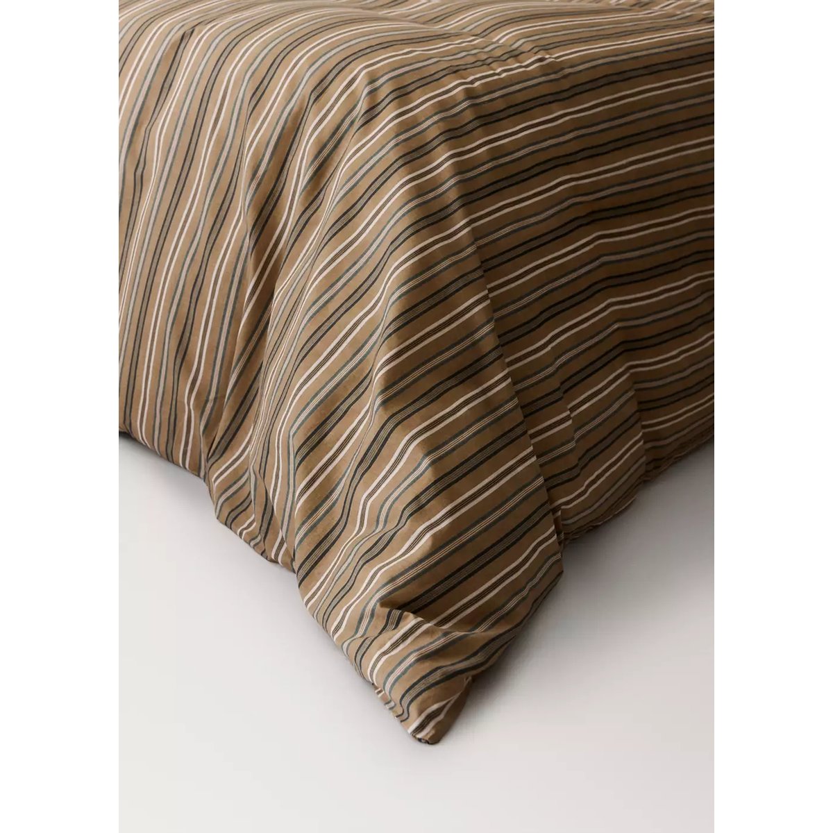 Housse de couette percale de coton rayures multicolores Lit 90 cm tabac, MANGO HOME