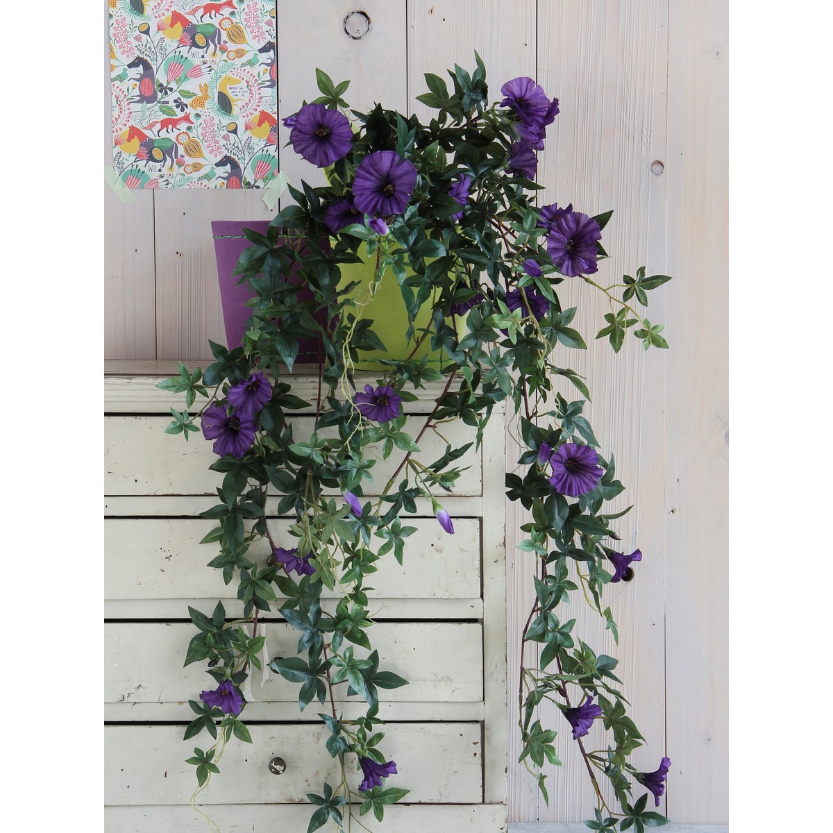 Plante artificielle suspendue PETUNIA HANGING violet foncé, MICA DECORATIONS