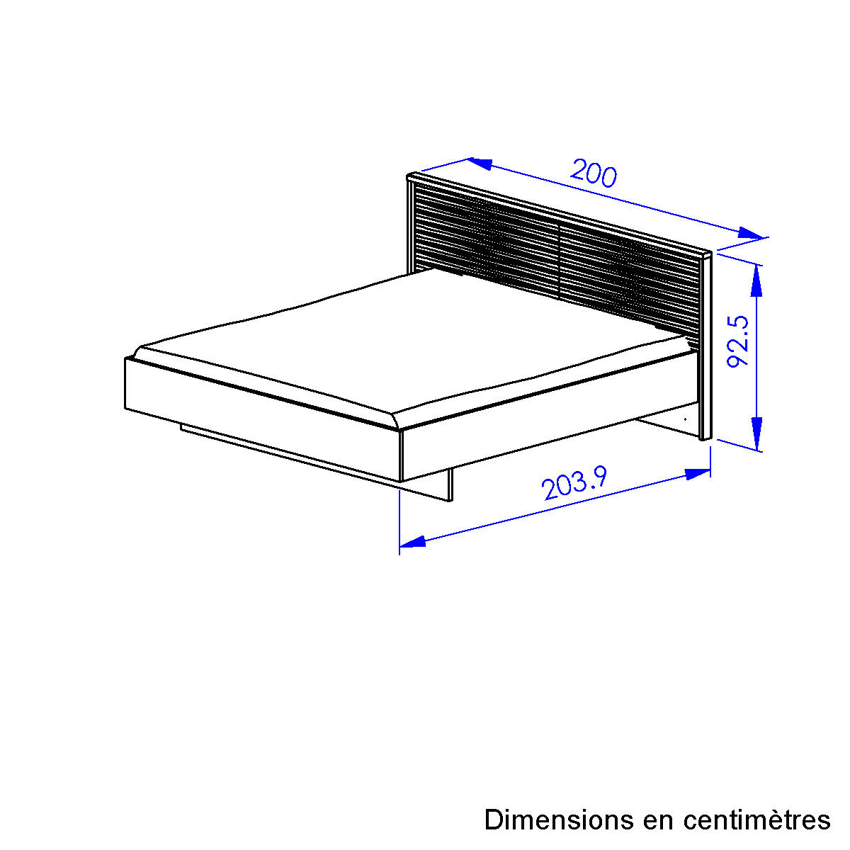 Lit 180 x 200 finition brillante beige, GAMI