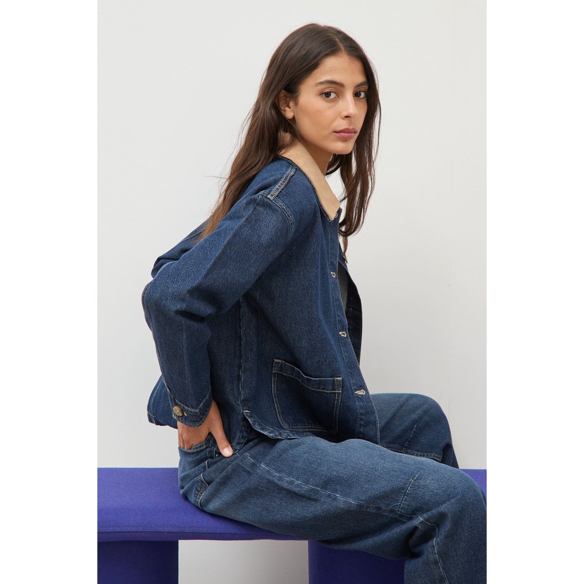 Veste en jeans manches longues denim brut clean, BONOBO