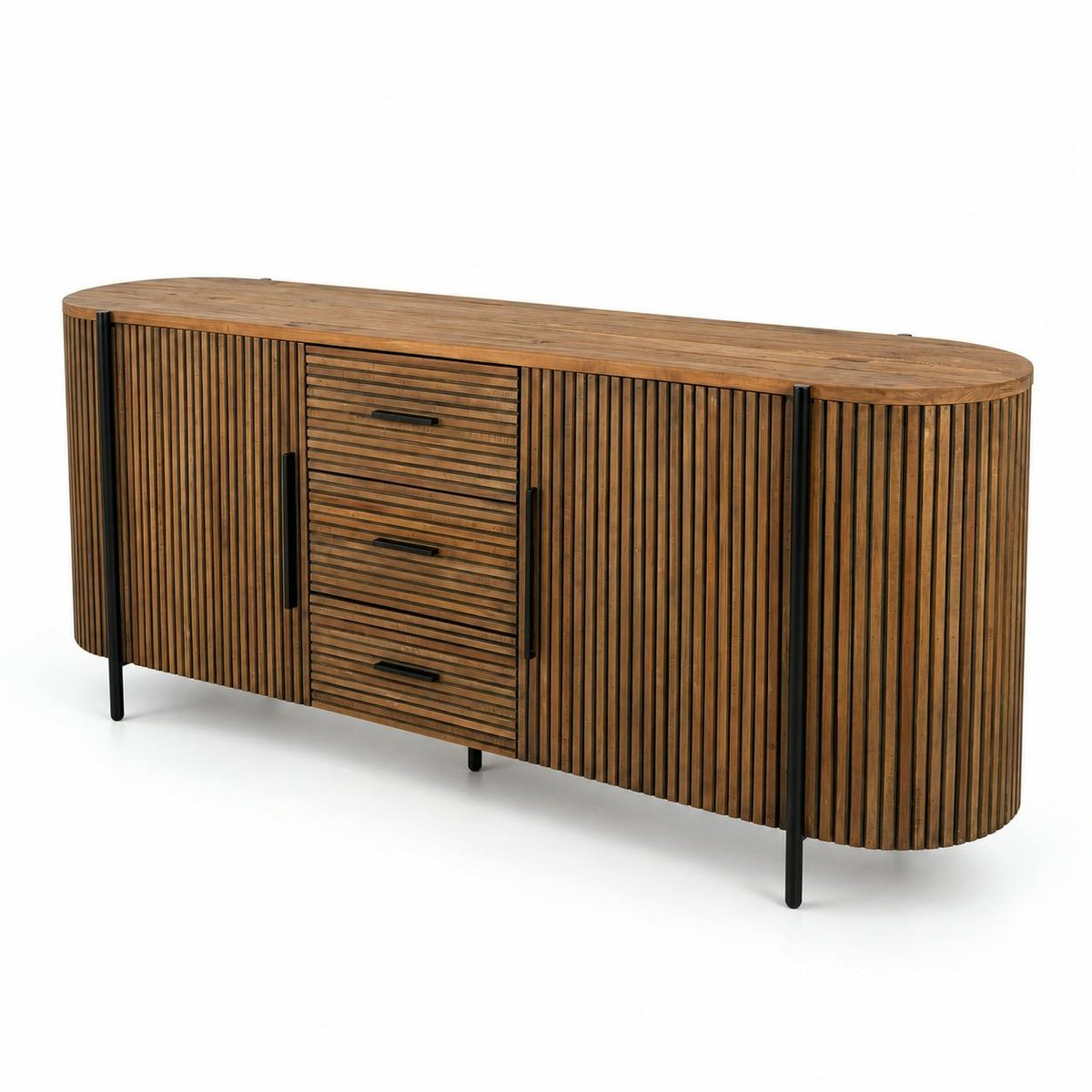 Enfilade 2 portes côtés arrondis bois naturel TRANI bois naturel, PIER IMPORT