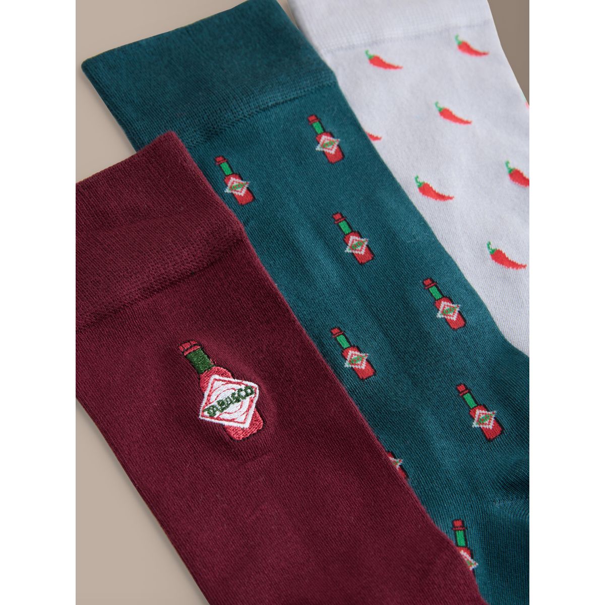Chaussettes en modal tabasco, 3 paires signature vert/rouge/gris, NEXT
