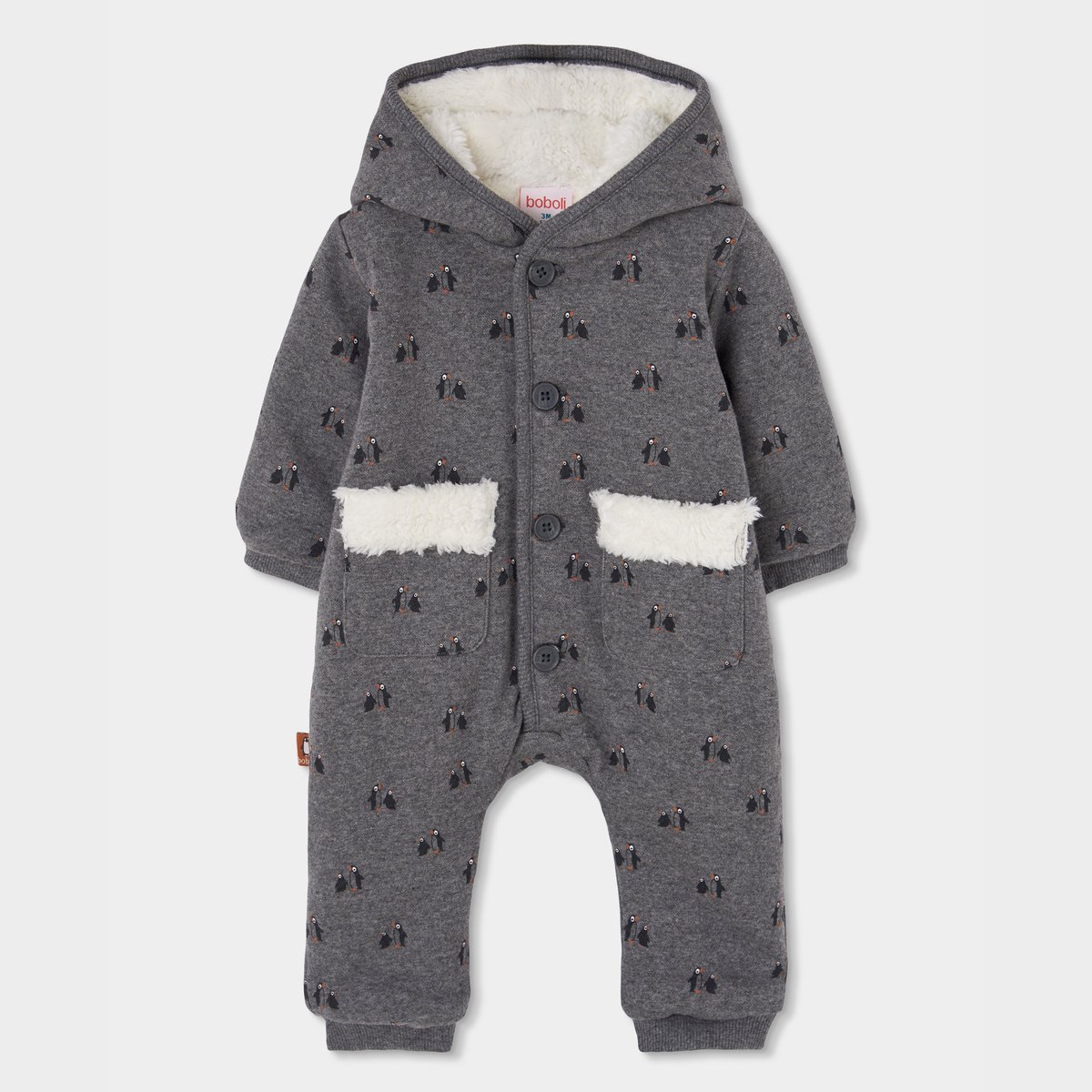 Grenouillère bébé garçon maille imprimé pingouins multicolore, BOBOLI