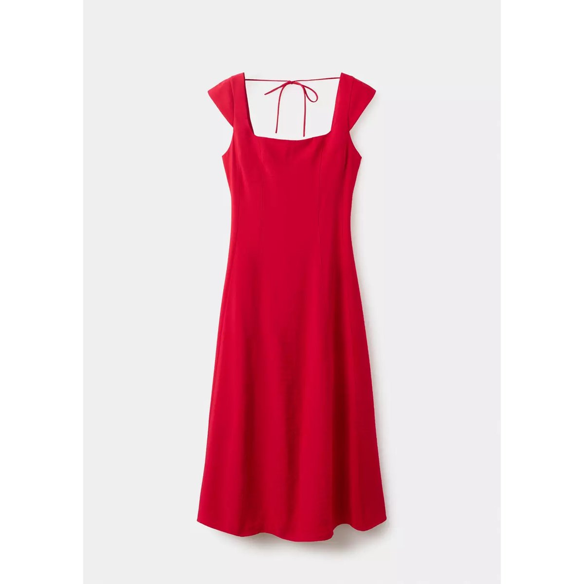 Robe évasée nœud au dos rouge, MANGO