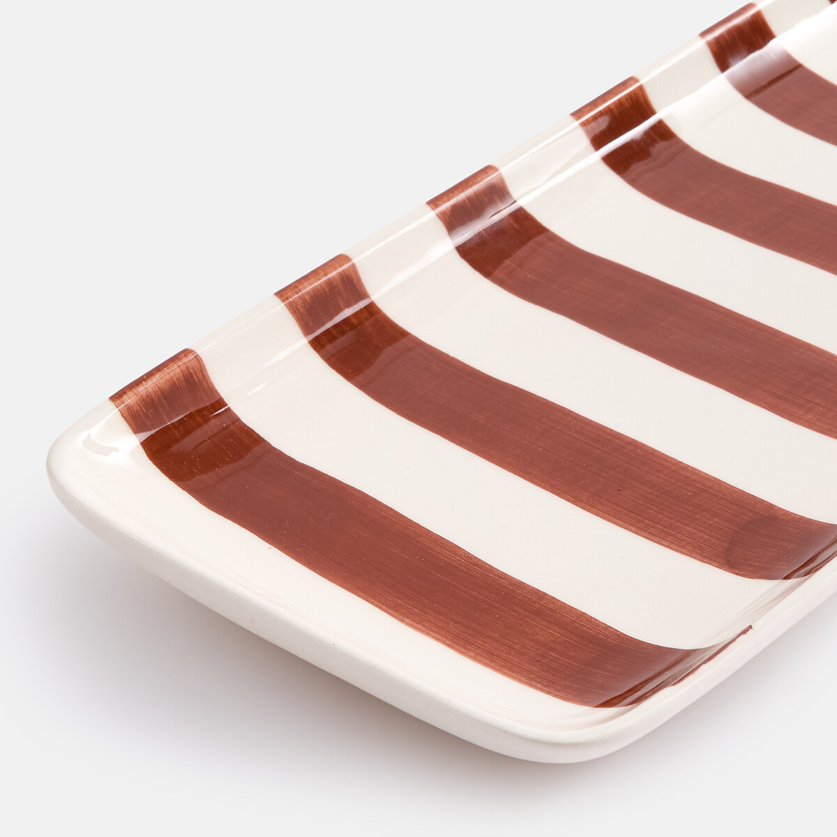Piatto in ceramica a righe, Jaoma terra di siena , LA REDOUTE INTERIEURS