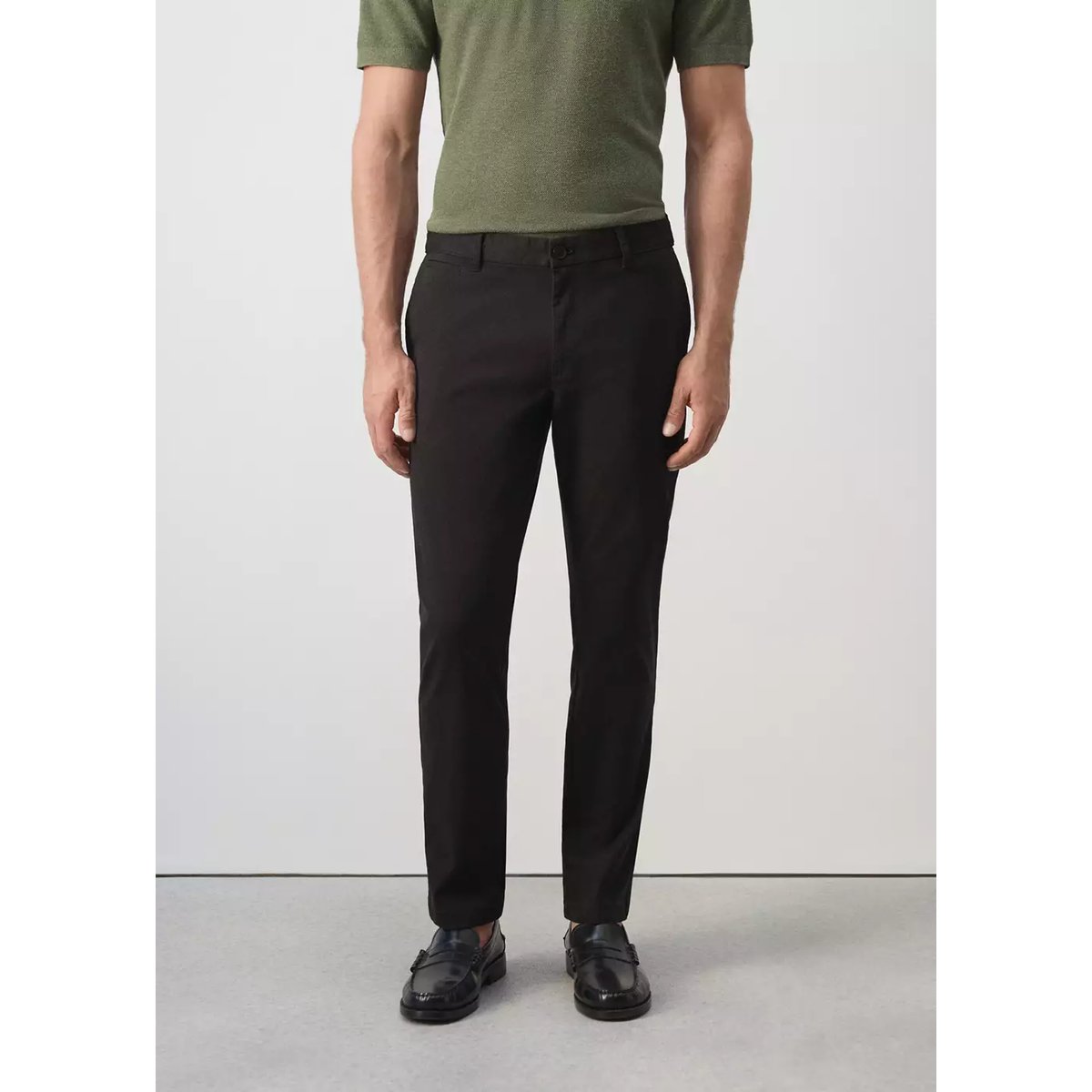 Pantalon Prato chino cropped tapered noir, MANGO MAN