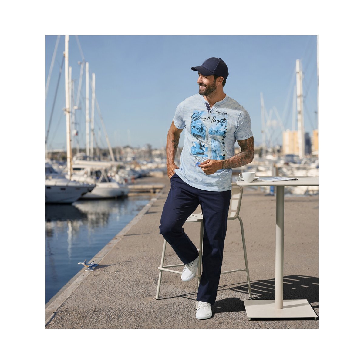 T-shirt TJELVAR bleu clair mélange, JAN VANDERSTORM