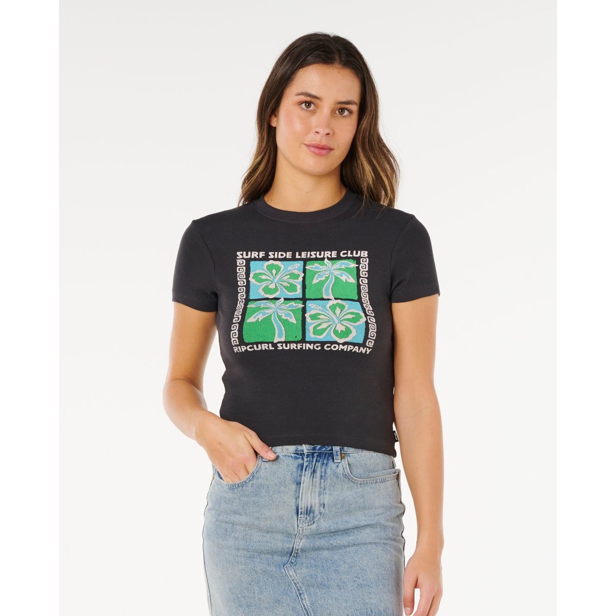 T-shirt SURF Side Fitted noir délavé, RIP CURL