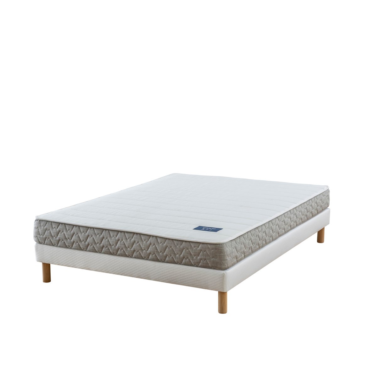Matelas ressorts 18 cm, sommier gris silex, pieds Poésie - Poésie blanc, TERRE DE NUIT