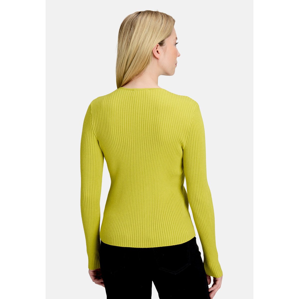 Pull-over en fine maille de texture côtelée citronelle, BETTY BARCLAY