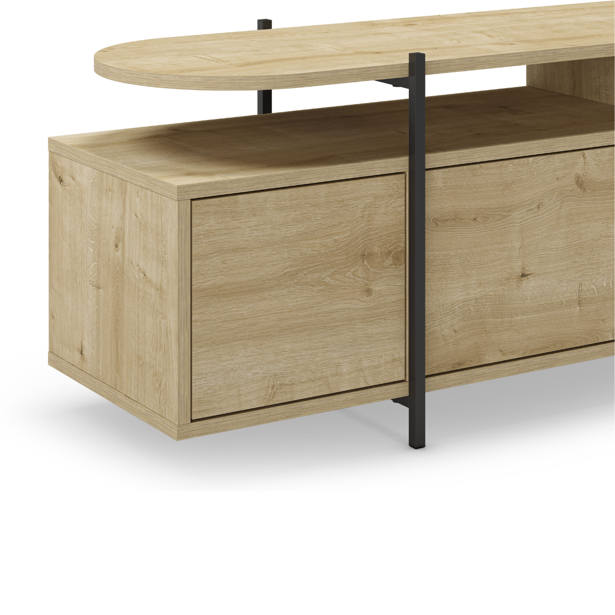Meuble TV 4 portes et pieds en métal L160 cm - Hinoa chêne, CALICOSY
