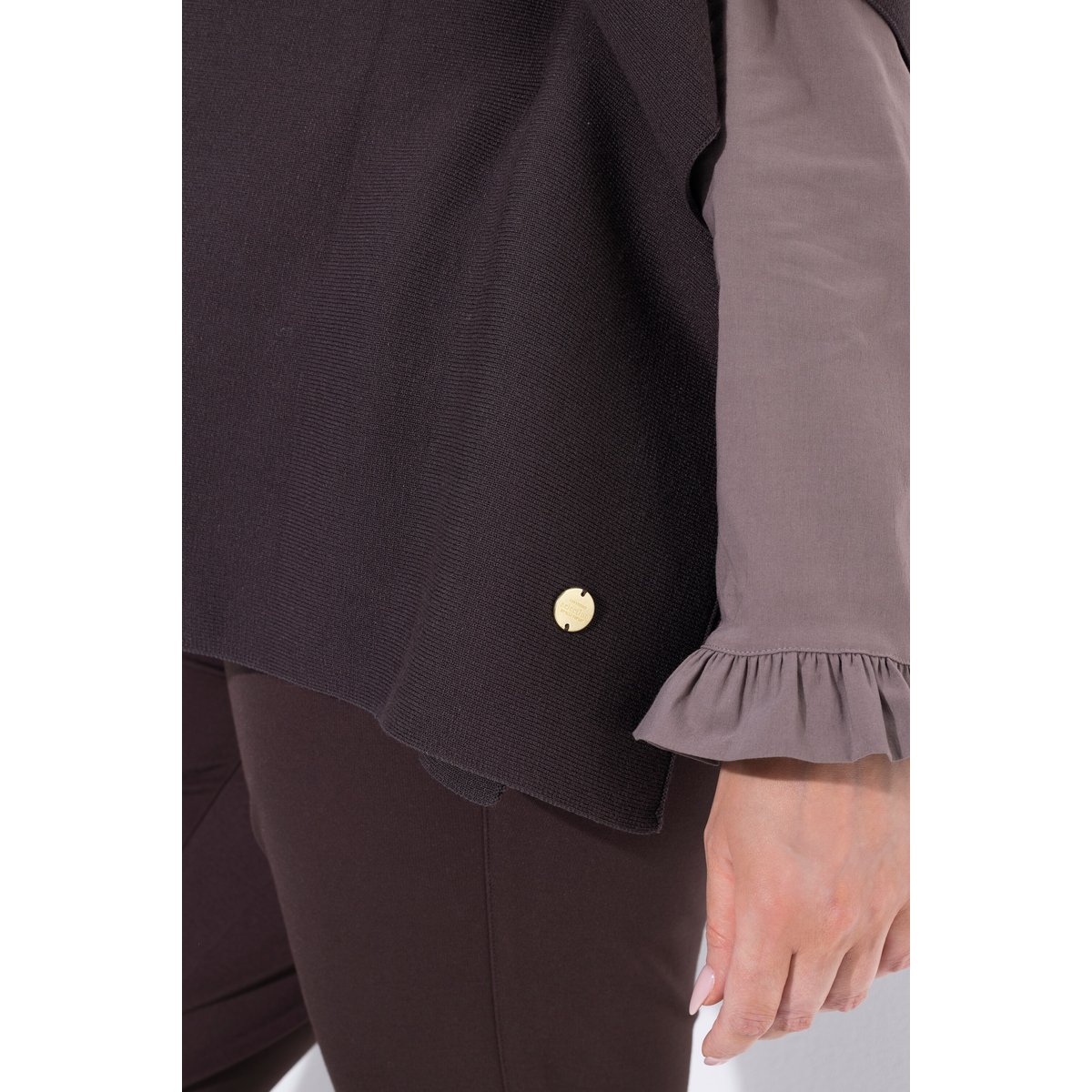 Pull oversize style poncho à col montant acajou, ULLA POPKEN