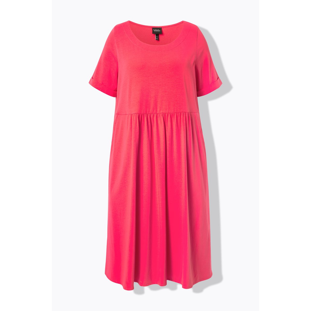 Robe midi en jersey. Décolleté rose vif, ULLA POPKEN