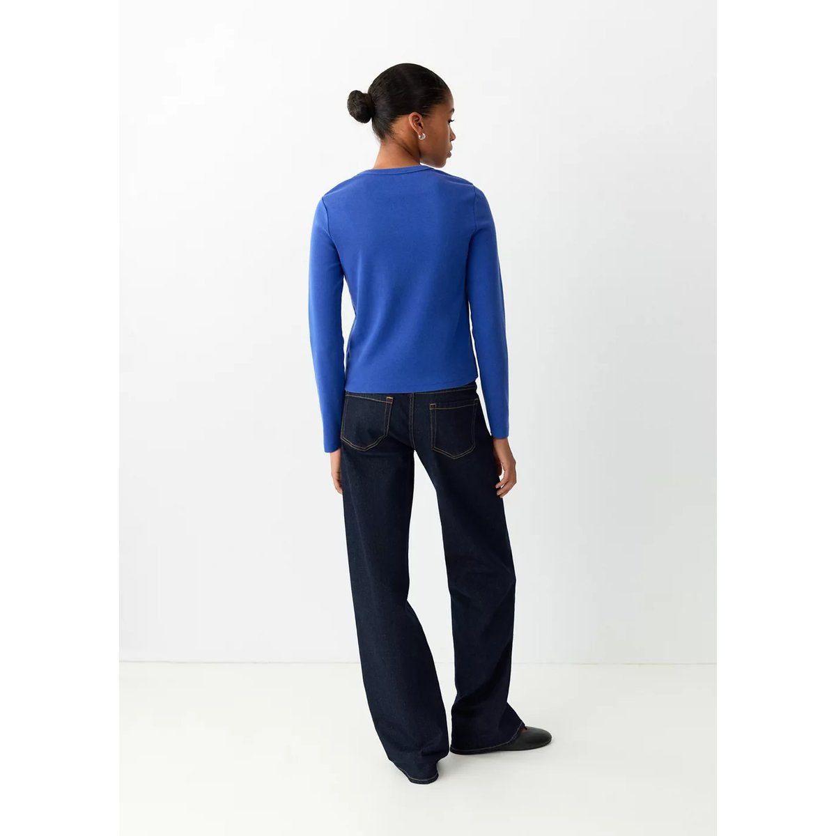 T-shirt coton manches longues bleu électrique, MANGO TEEN