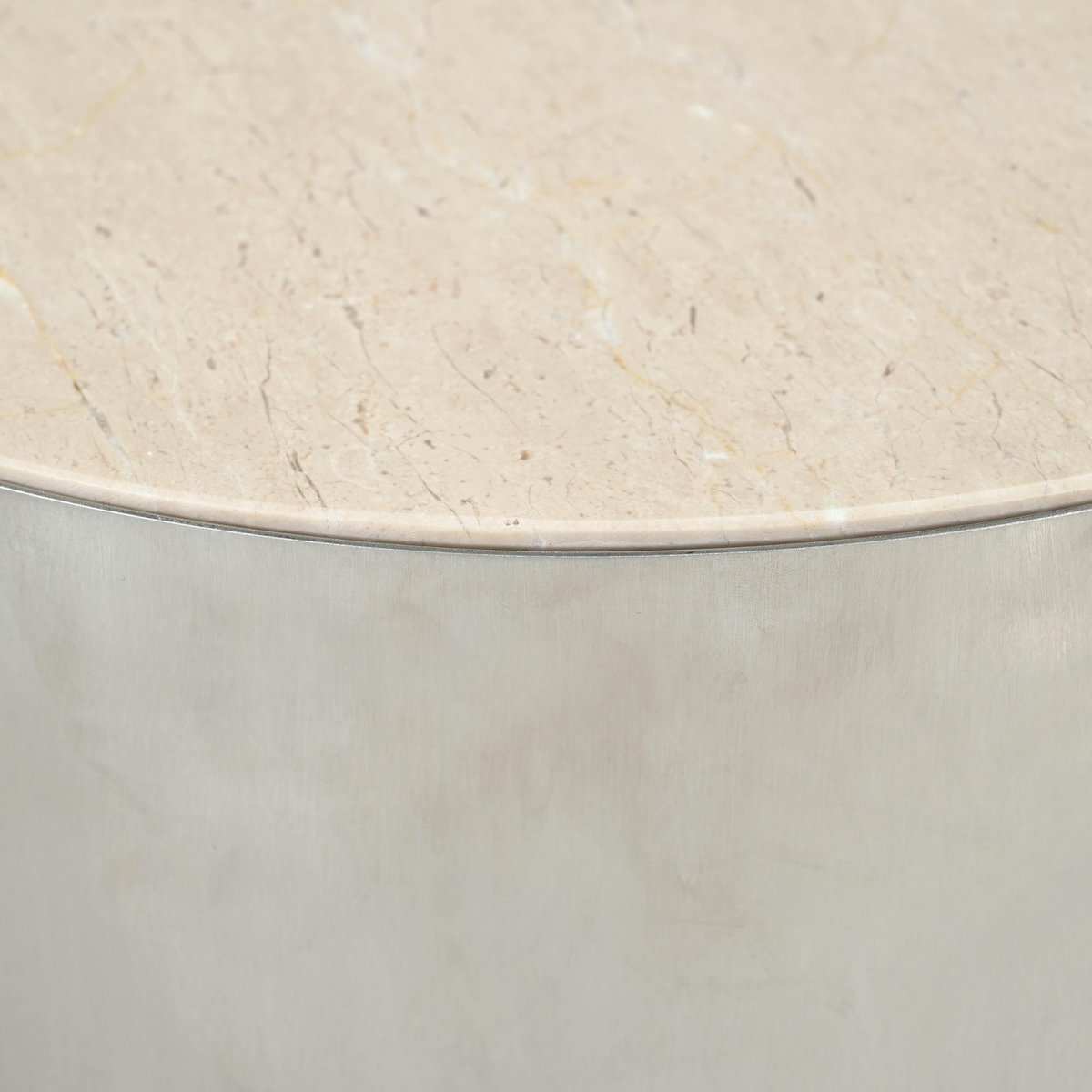 Bout de canapé rond marbre et métal DUOMO beige, PIER IMPORT