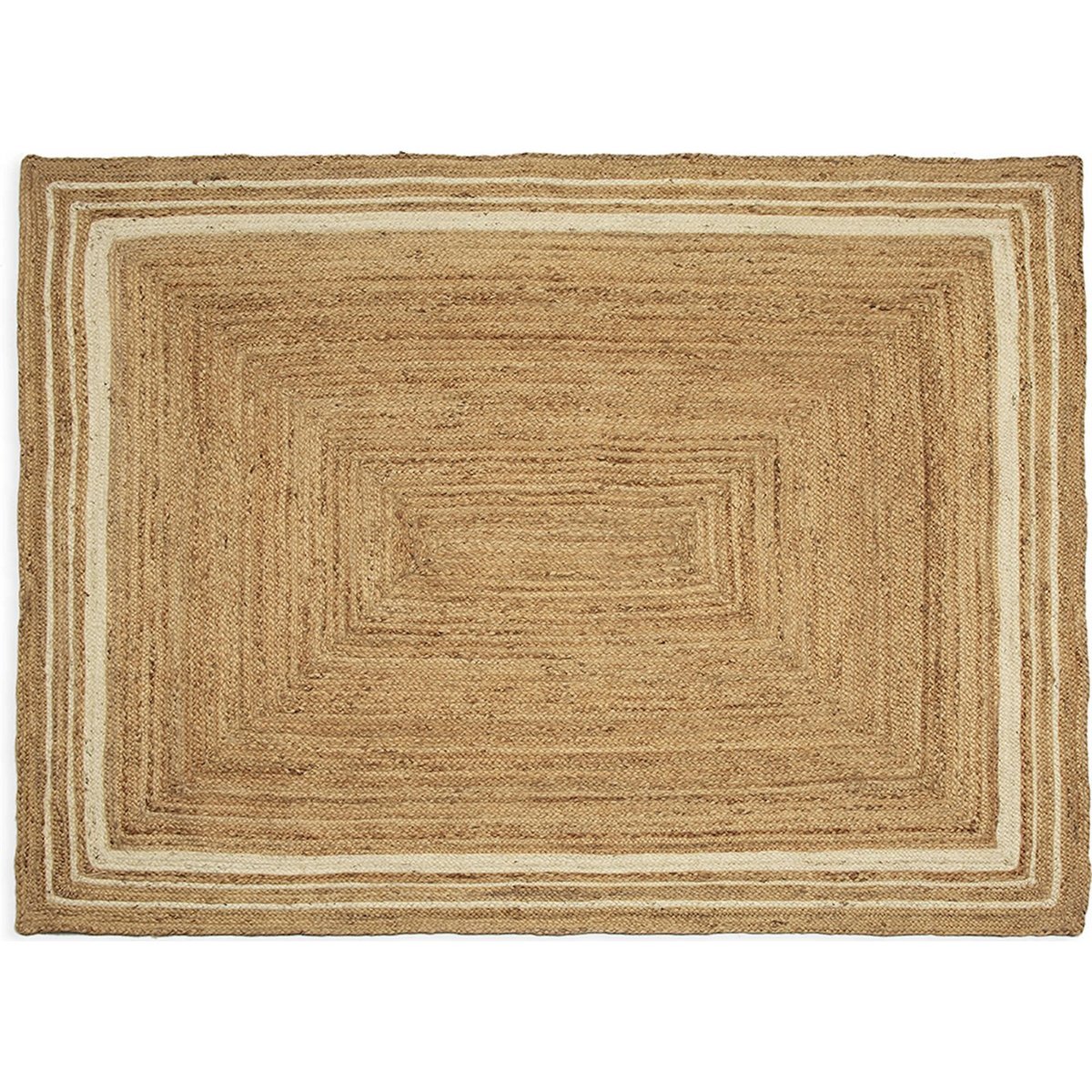 Tapis en jute tressé à liserés naturel et blanc, RECOLLECTION