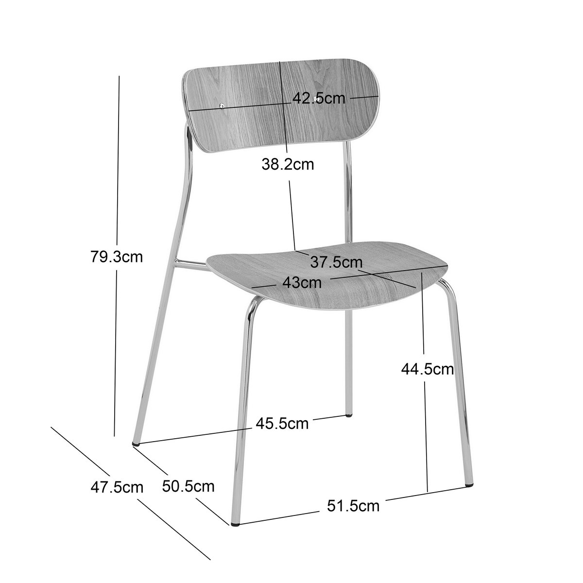 Lot de 2 chaises métal et bouclette, LINCOLN blanc, NORDLYS