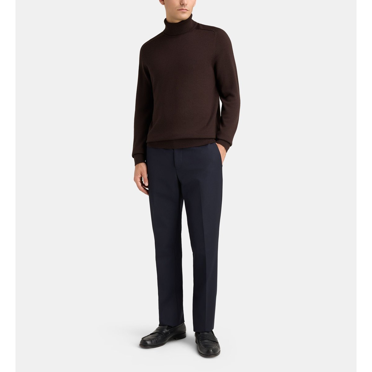 Pull droit brea col roulé laine marron, COMPTOIR GL