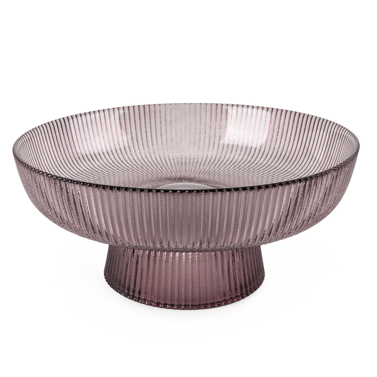 20cm Ridged Glass Bowl on Stand purple, SO'HOME