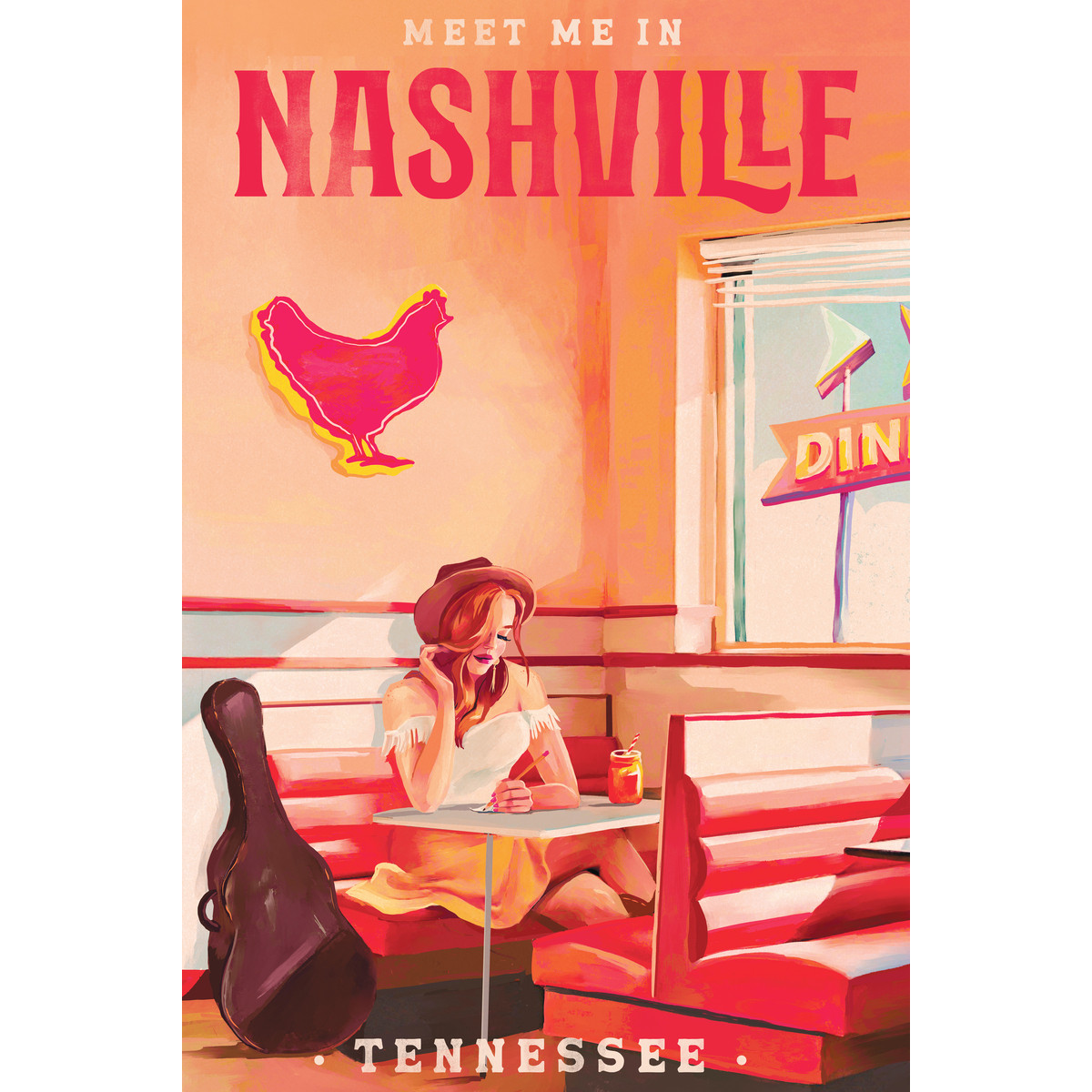 Tableau Sur Toile Nashville Rétro ILLUSTRATION tableaux sur toile-orange, CEANOTHE