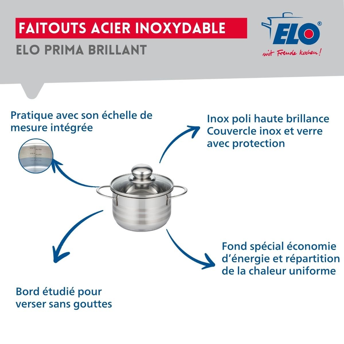Batterie 2 poêles 20/24cm + 1 faitout 14cm PRIMA BRILLANT noir, ELO