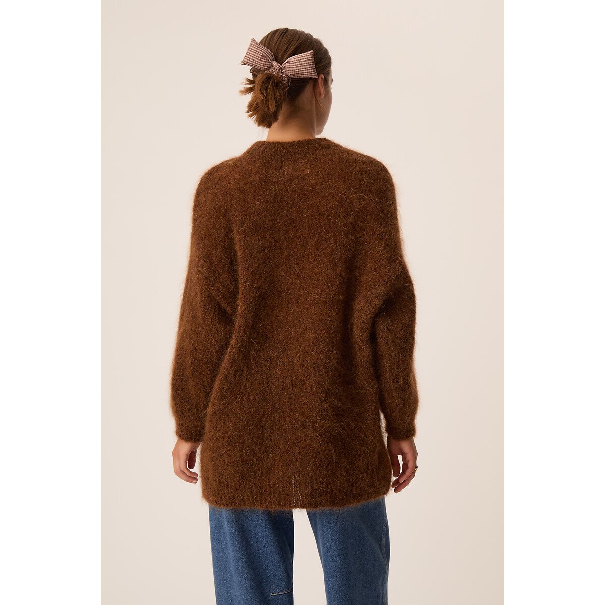 Pullover mit Rundhalsausschnitt aus Mohair-Mischgewebe, ALENA cognac, DES PETITS HAUTS
