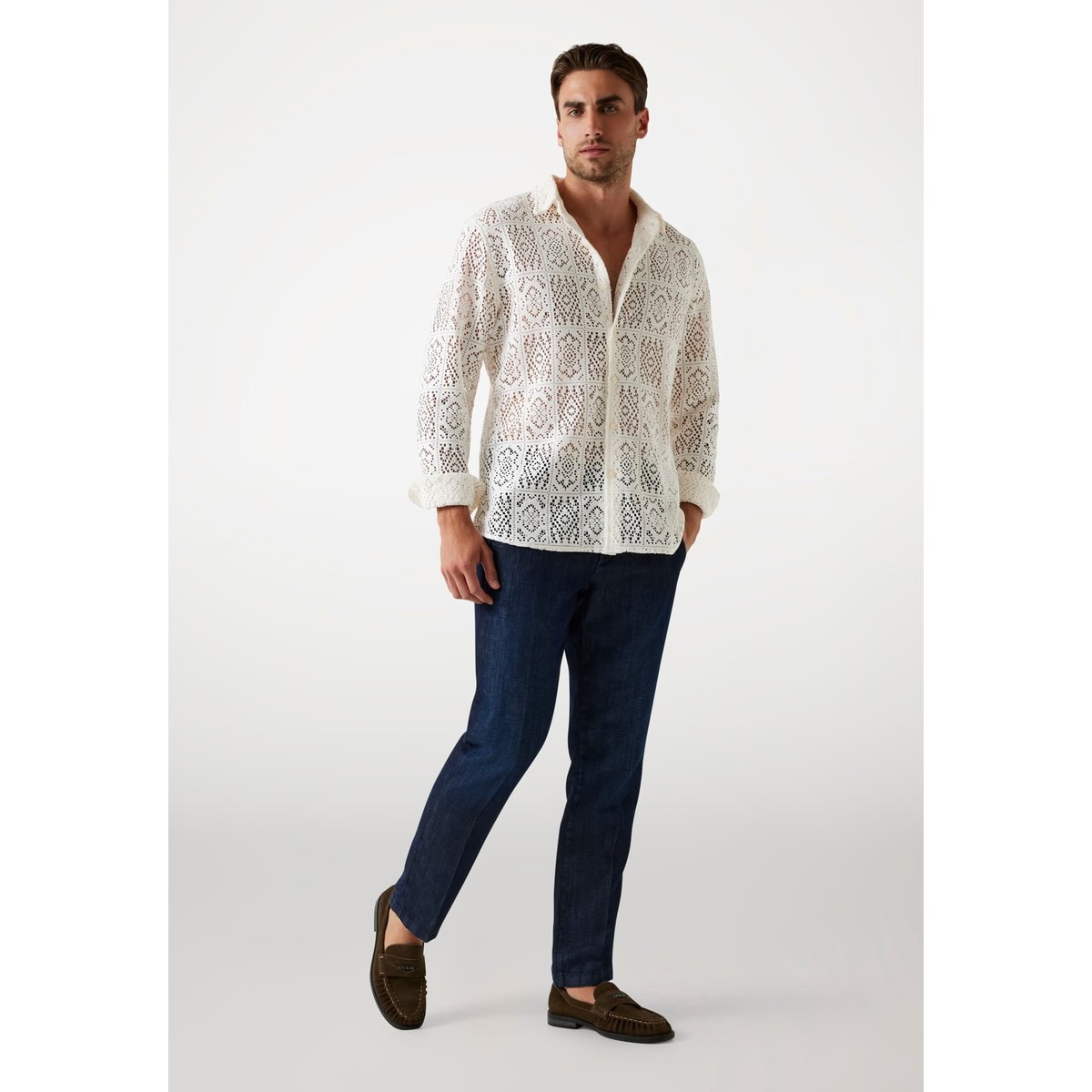 Chemise Crochet blanc, GUESS