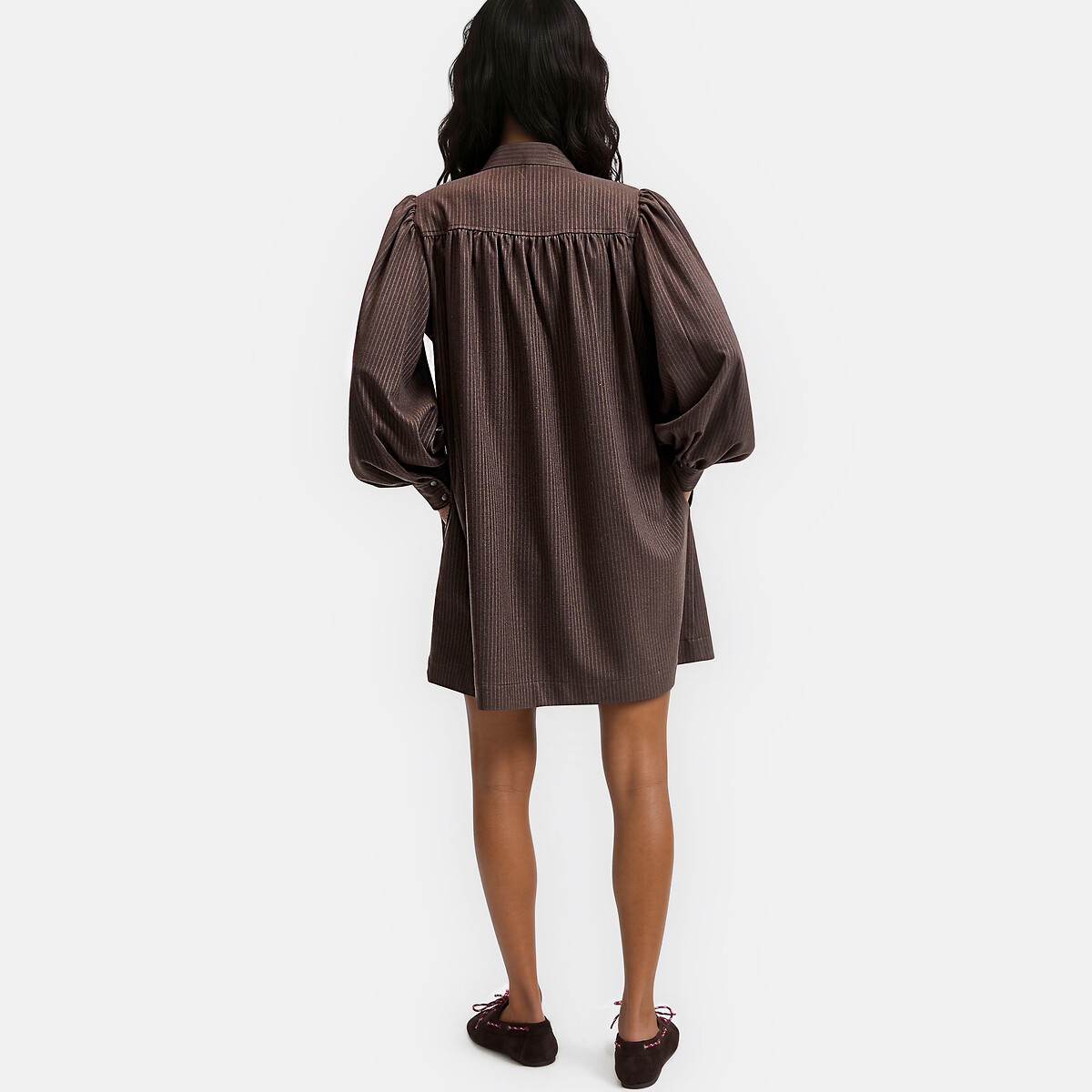 Striped Long Sleeve Mini Dress beige/brown stripes, LA REDOUTE COLLECTIONS