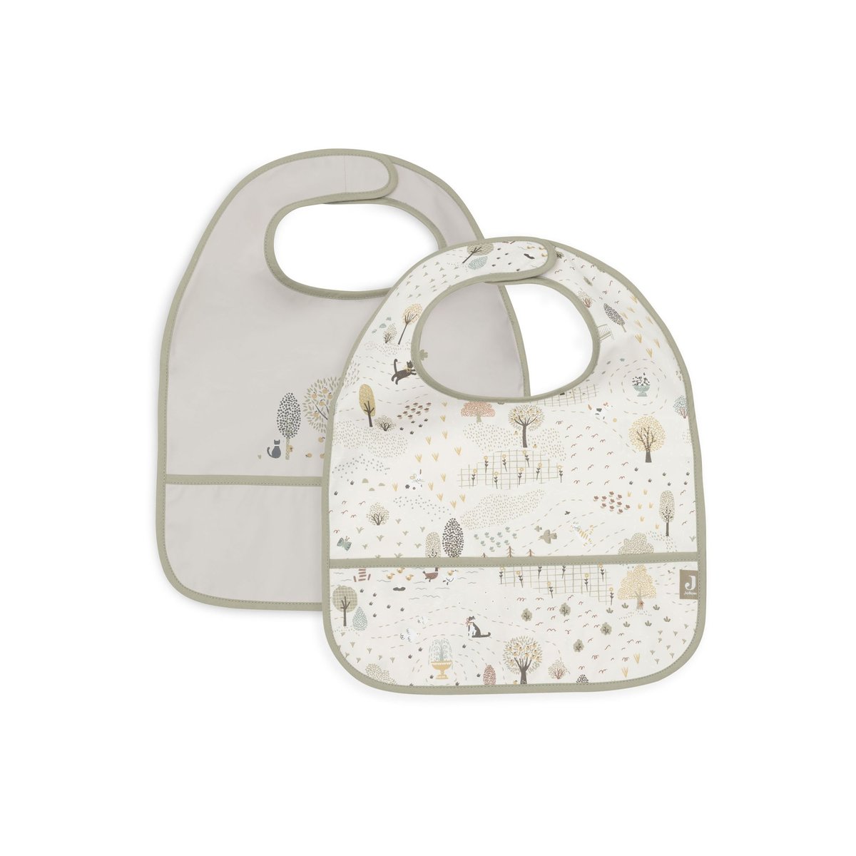 Lot de 2 bavoirs imperméables Tiny Park blanc, vert, JOLLEIN